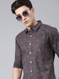 Grey printed Pure Cotton Full Sleeve Shirt