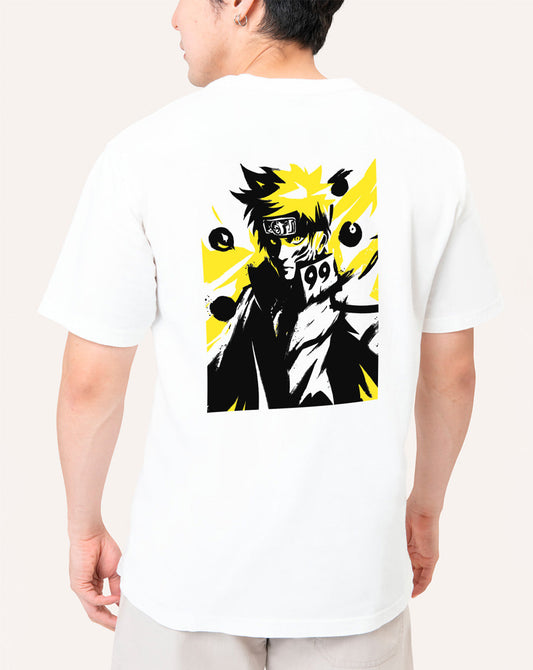 Broon Men White Printed Round Neck T-Shirt