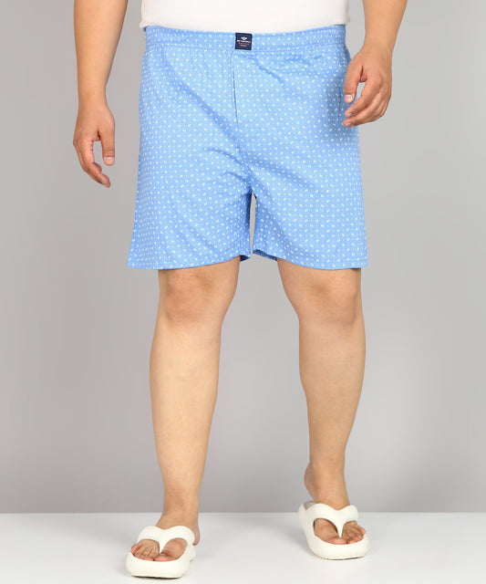Men Plus Size Blue Printed Boxer