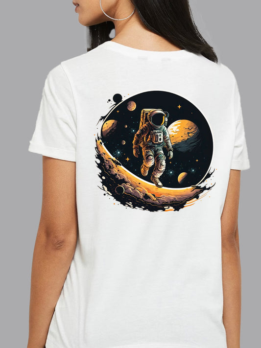 Broon Women Printed Round Neck White T-Shirt