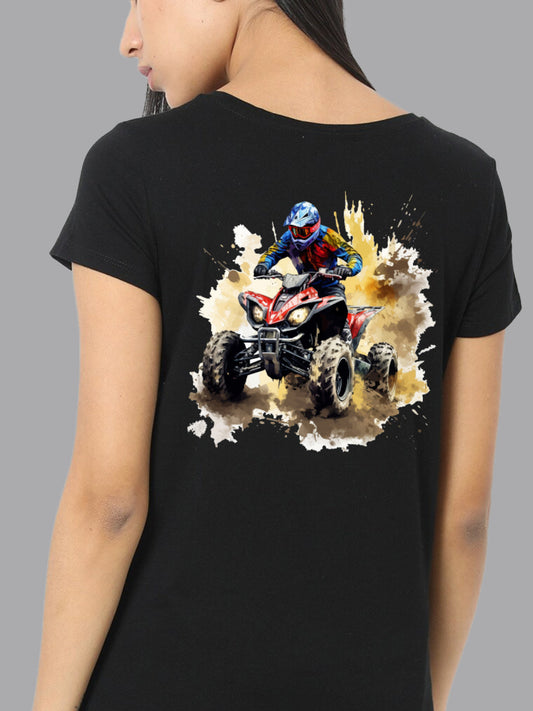 Broon Women Printed Round Neck Black T-Shirt