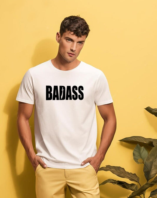 Broon Men White Printed Round Neck T-Shirt