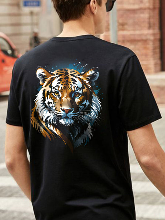 Broon Men Black Printed Round Neck T-Shirt