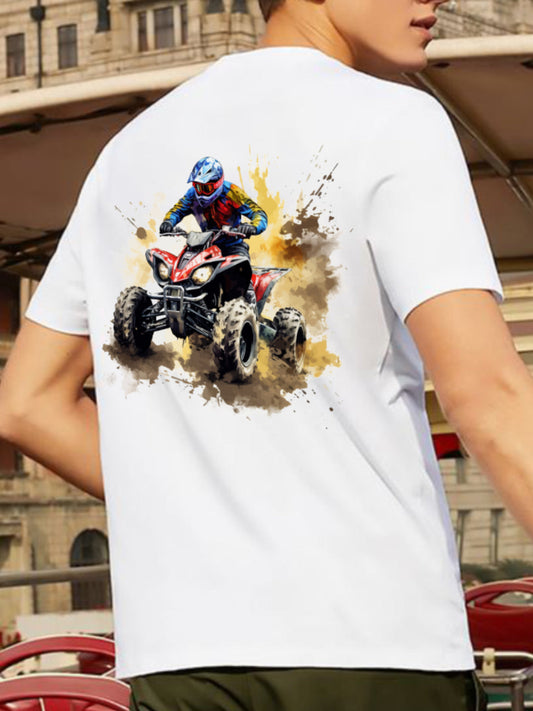 Broon Men White Printed Round Neck T-Shirt