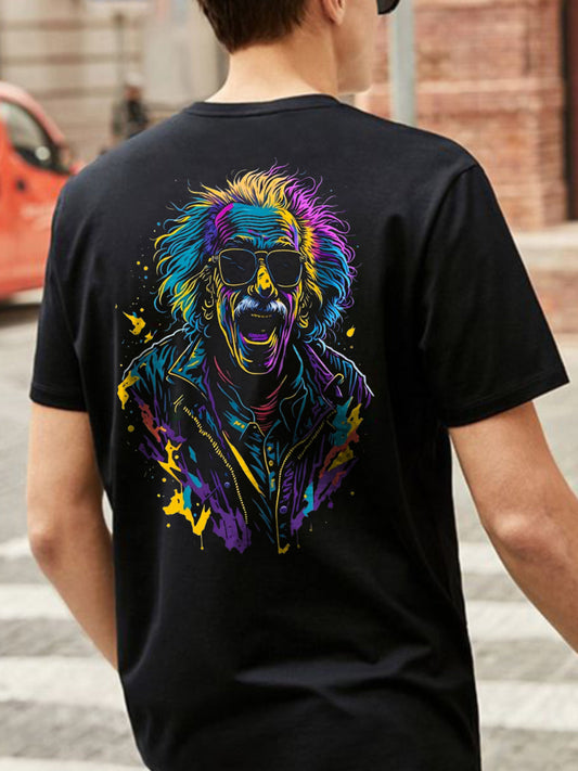 Broon Men Black Printed Round Neck T-Shirt