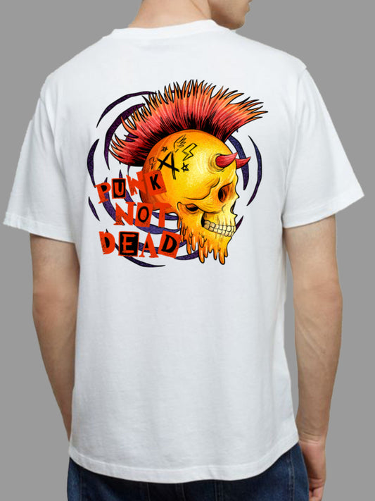 Broon Men White Printed Round Neck T-Shirt