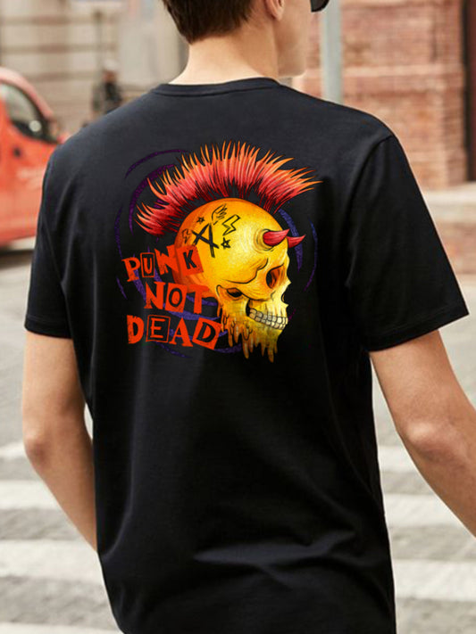 Broon Men Black Printed Round Neck T-Shirt