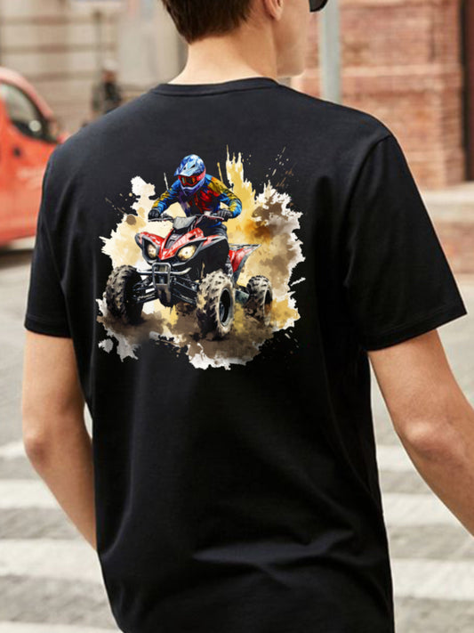 Broon Men Black Printed Round Neck T-Shirt