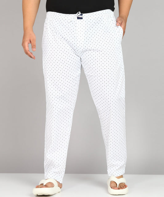 Men Plus Size White Plus Printed Pyjama