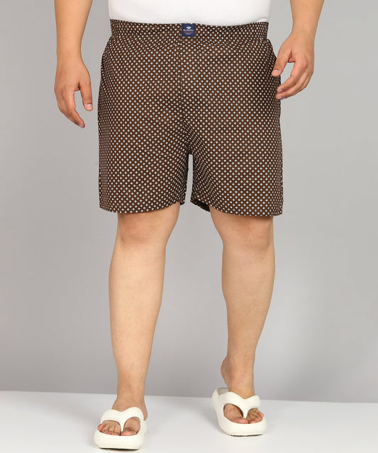 Men Plus Size Brown Printed Boxer