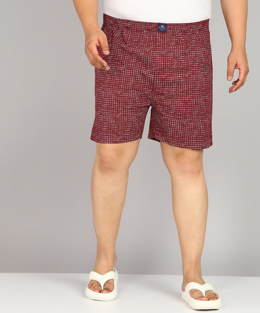 Men Plus Size Maroon Printed Boxer