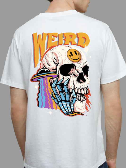 Broon Men White Printed Round Neck T-Shirt