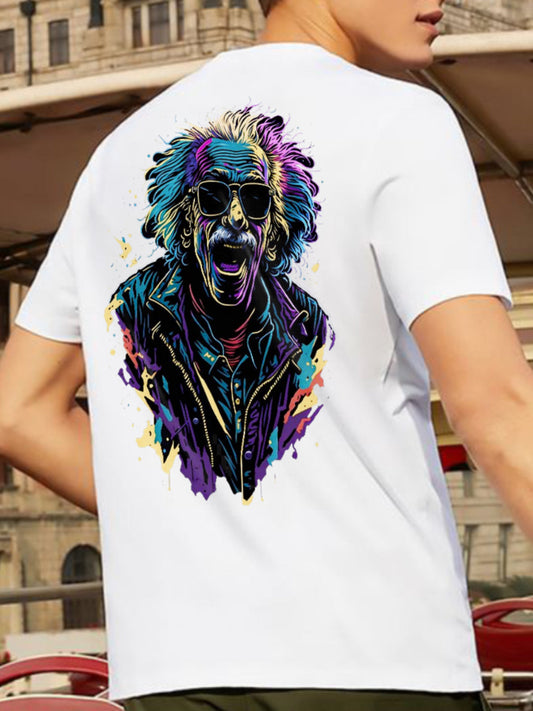 Broon Men White Printed Round Neck T-Shirt