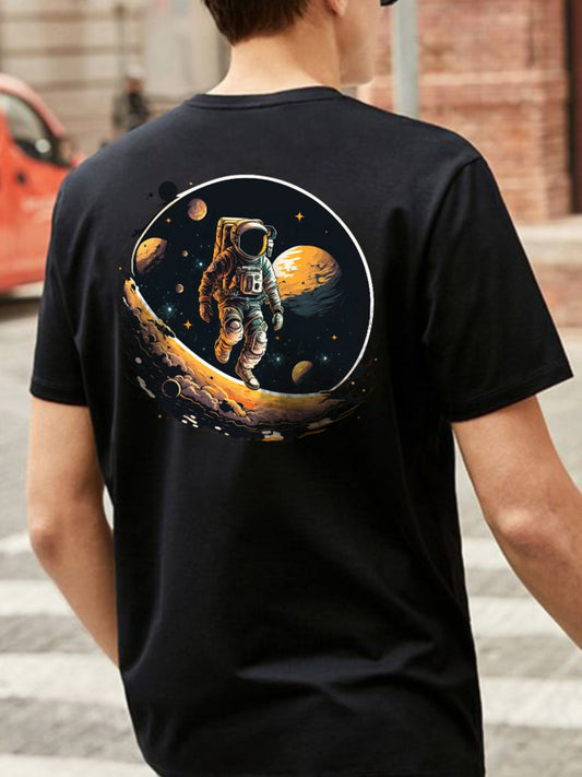 Broon Men Black Printed Round Neck T-Shirt