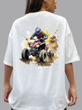 Broon Women Printed Oversize Round Neck White T-Shirt