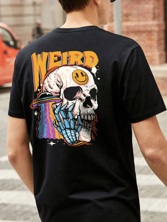 Broon Men Black Printed Round Neck T-Shirt