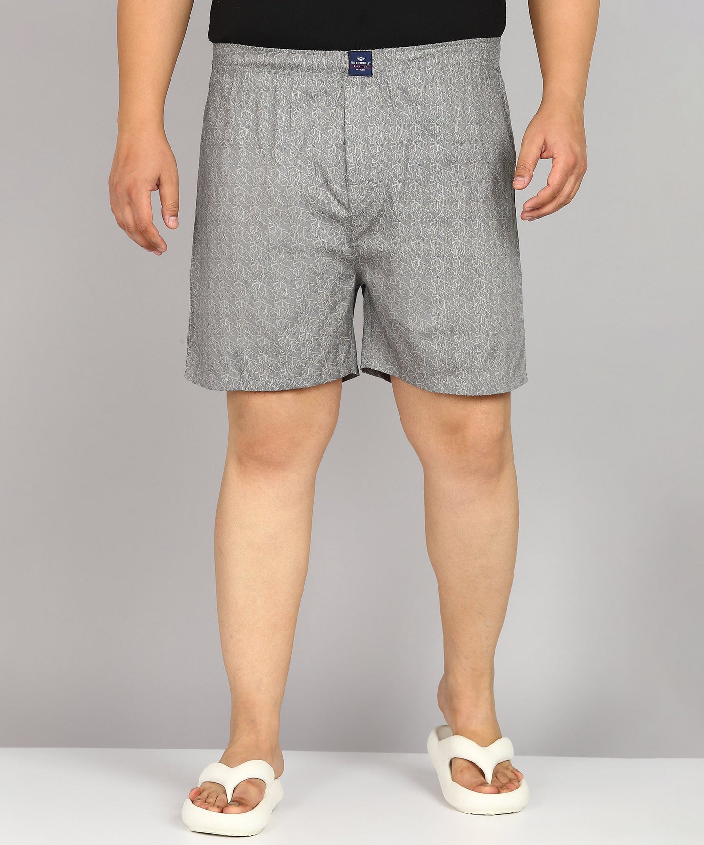 Men Plus Size Grey Printed Boxer