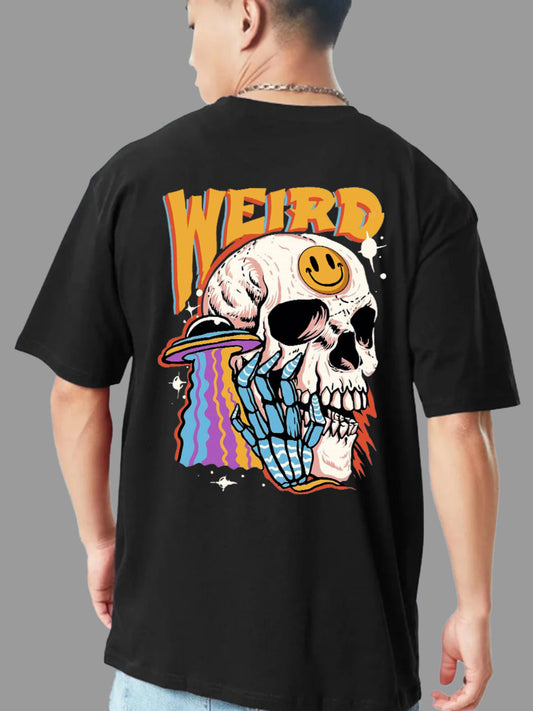 Broon Men Black Printed Oversize Round Neck T-Shirt