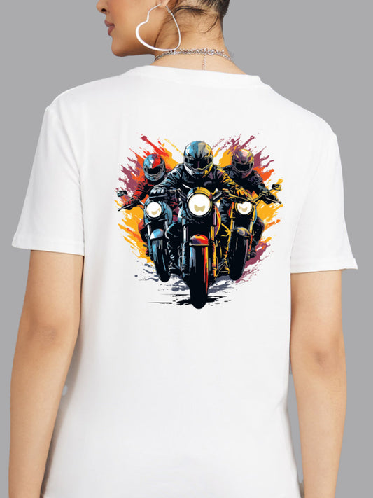 Broon Women Printed Round Neck White T-Shirt