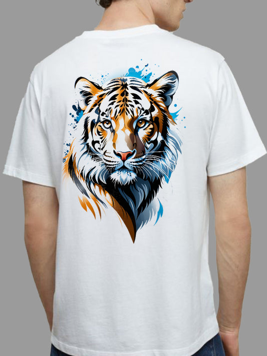 Broon Men White Printed Round Neck T-Shirt