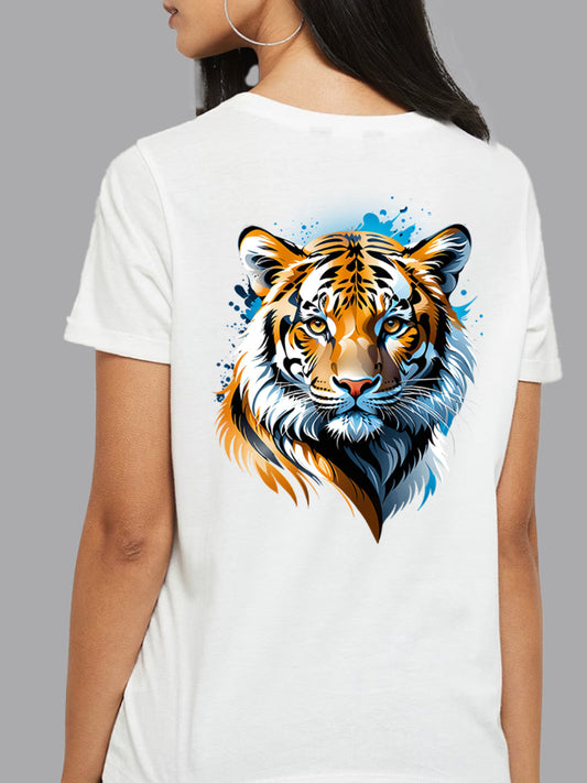 Broon Women Printed Round Neck White T-Shirt