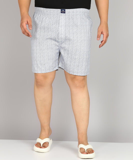 Men Plus Size White Printed Boxer