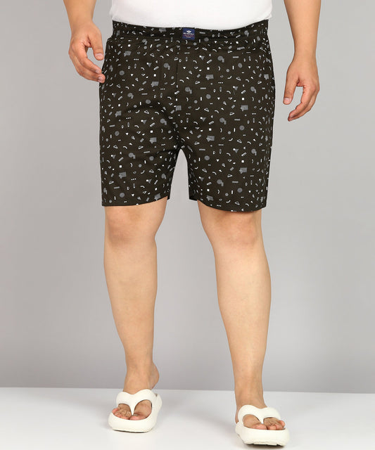 Men Plus Size Olive Green Printed Boxer