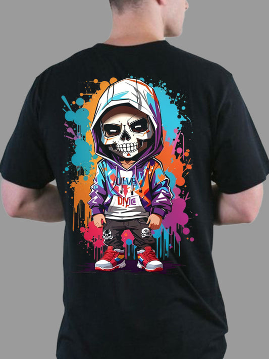 Broon Men Black Printed Round Neck T-Shirt