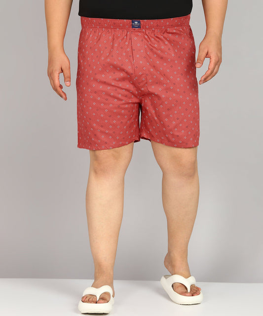 Men Plus Size Red Printed Boxer