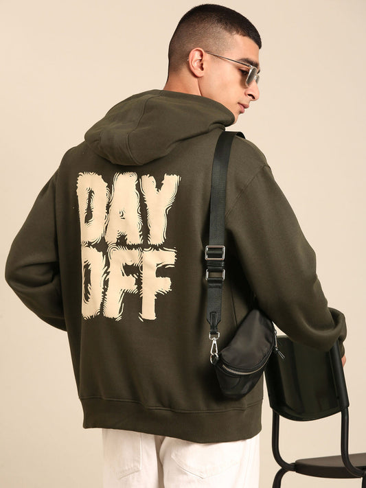 Men Printed Full Sleeve Hooded Sweatshirt