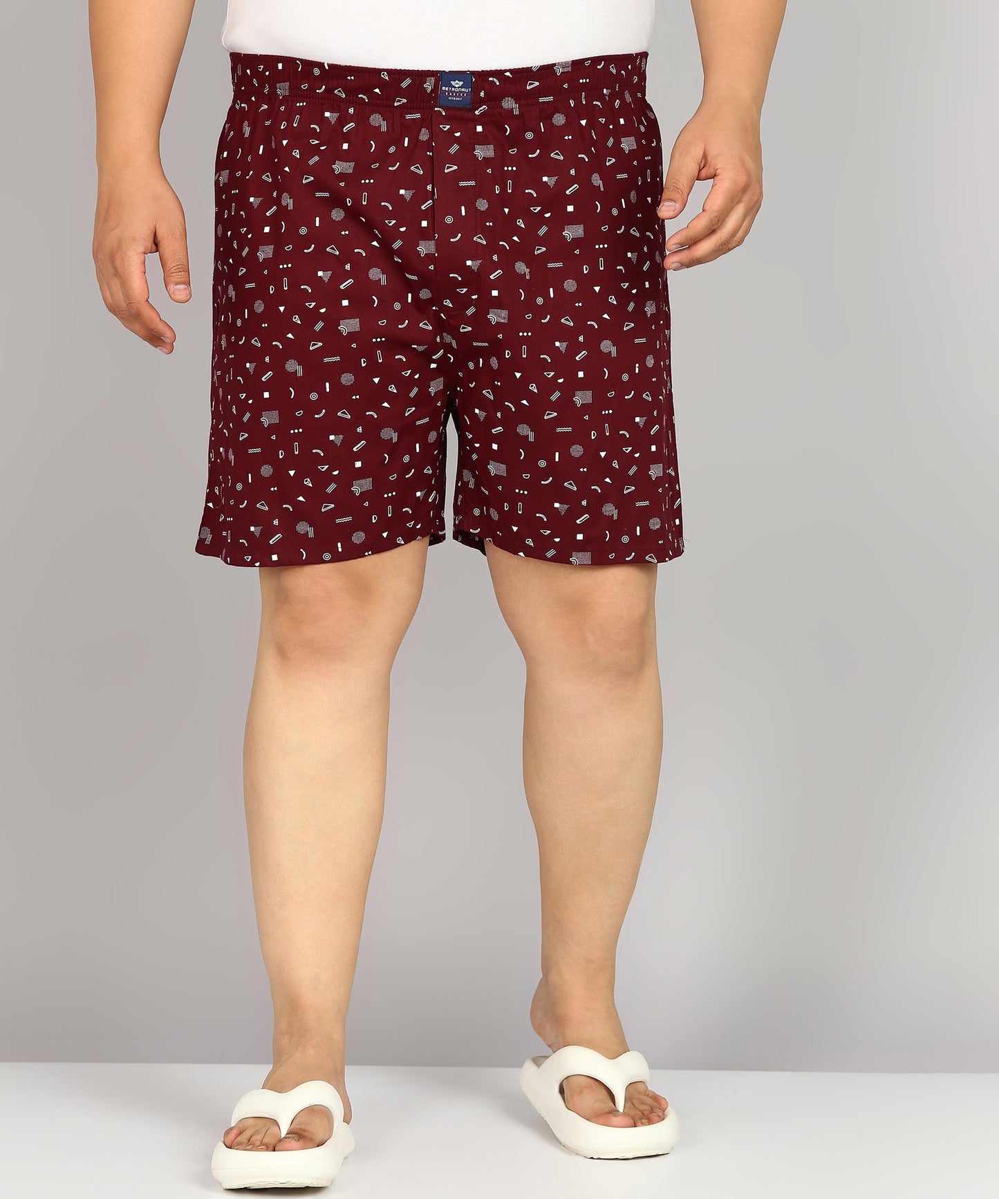 Men Plus Size Maroon Printed Boxer
