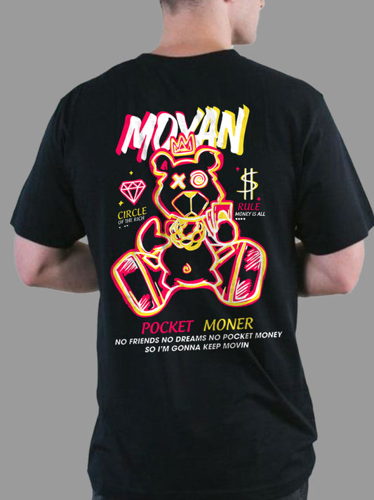 Broon Men Black Printed Round Neck T-Shirt