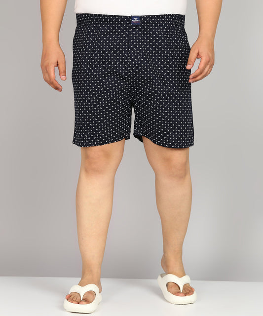 Men Plus Size Navy Blue Printed Boxer