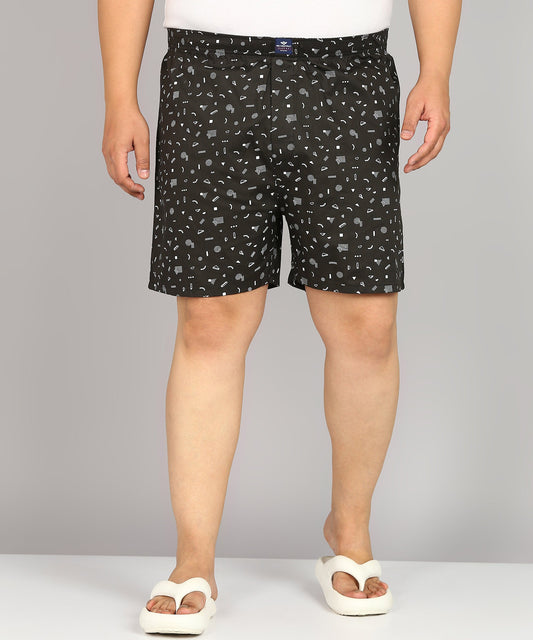 Men Plus Size Black Printed Boxer