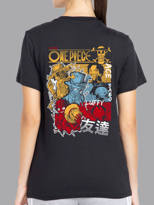 Broon Women Printed Round Neck Black T-Shirt