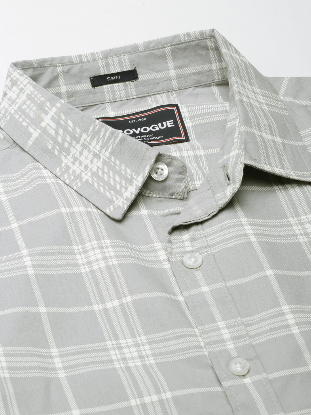Men Grey Checked Pure Cotton Full Sleeve Casual Shirt