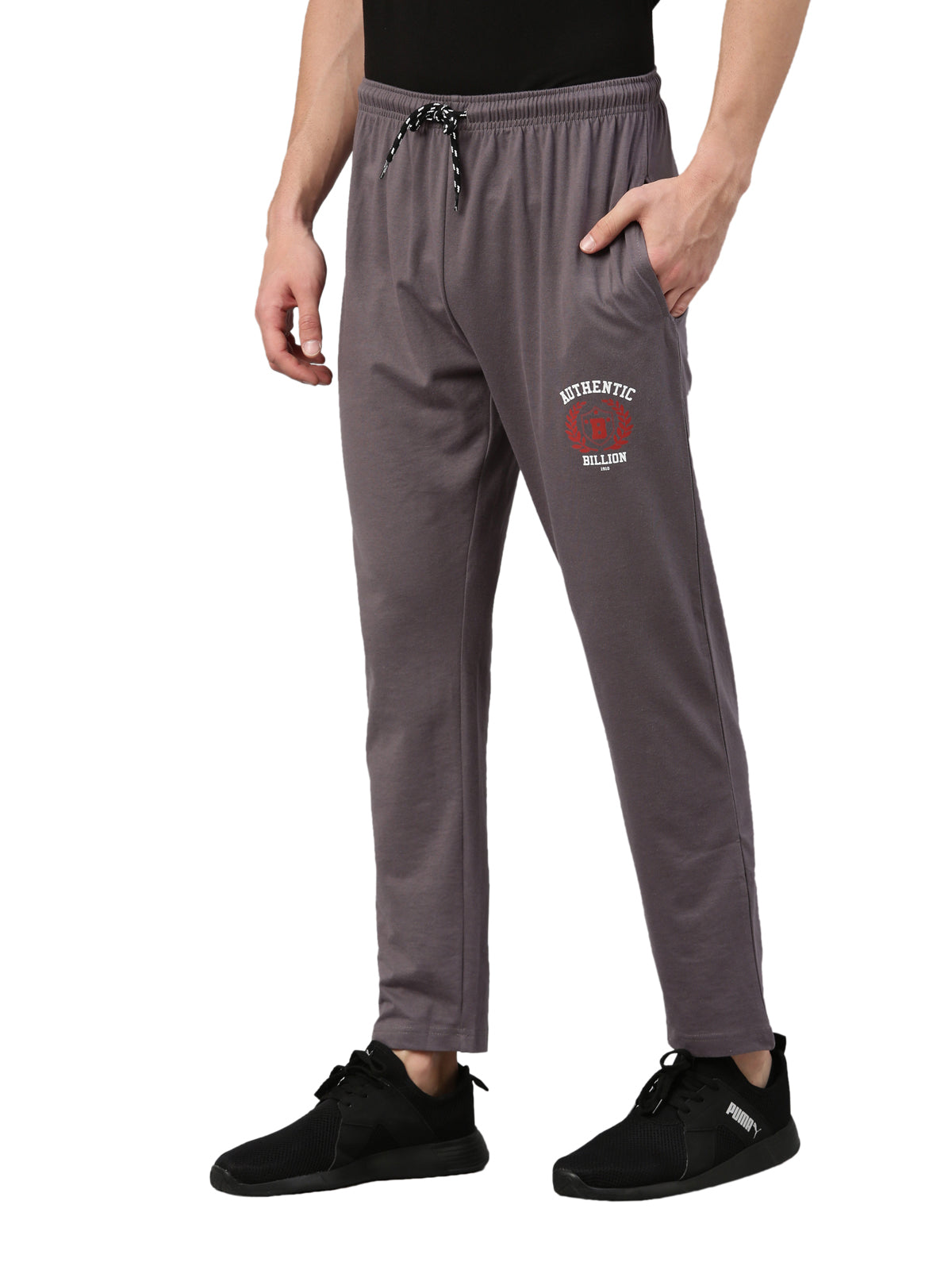 Solid Men Grey Track Pants