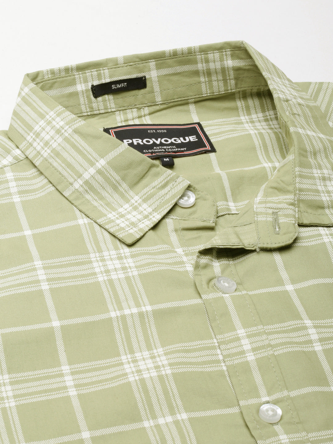 Men Green Checked Pure Cotton Full Sleeve Casual Shirt