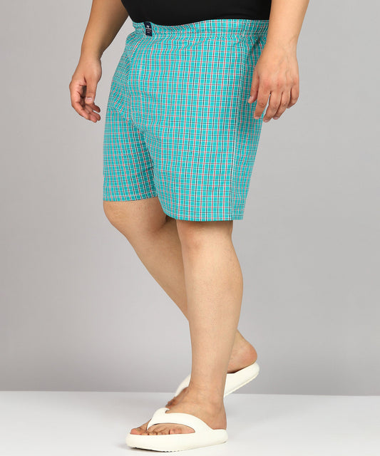 Men Plus Size Mint Green Checked Boxer