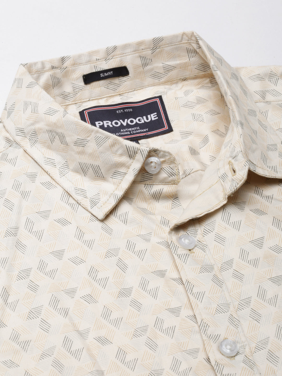 Men Beige Printed Pure Cotton Full Sleeve Casual Shirt