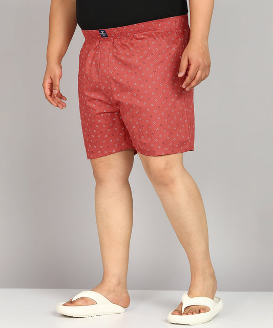 Men Plus Size Red Printed Boxer