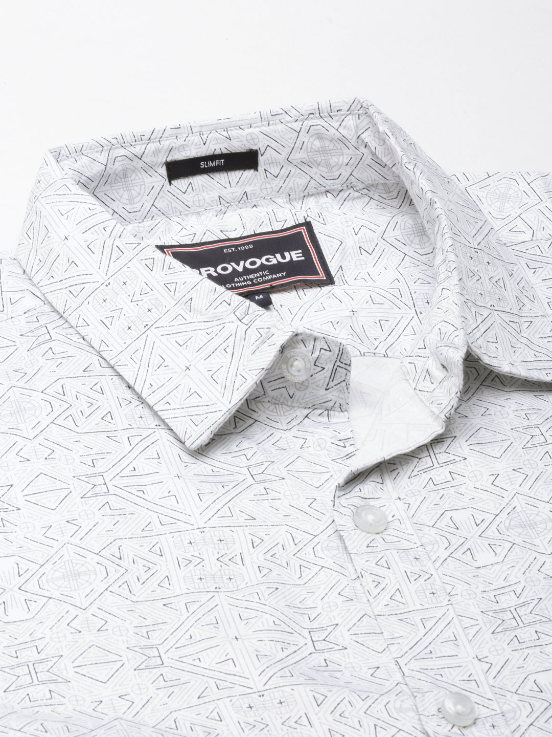 Men White Printed Pure Cotton Full Sleeve Casual Shirt