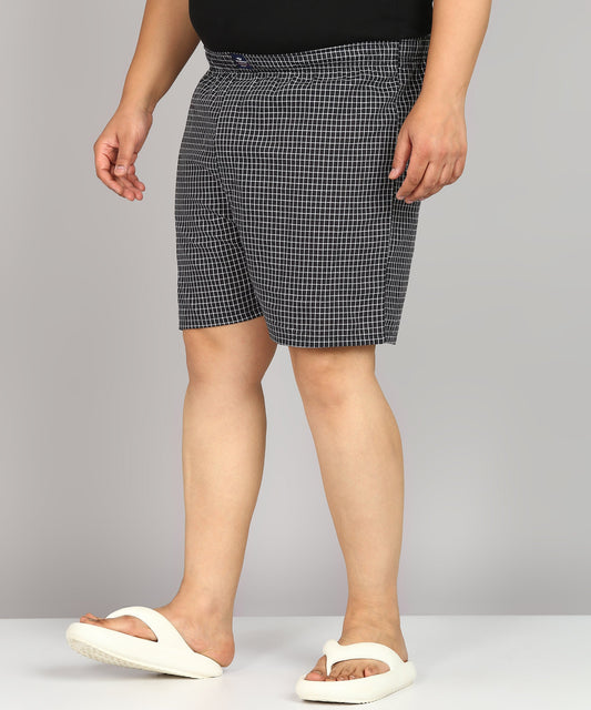 Men Plus Size Black and White Checked Boxer