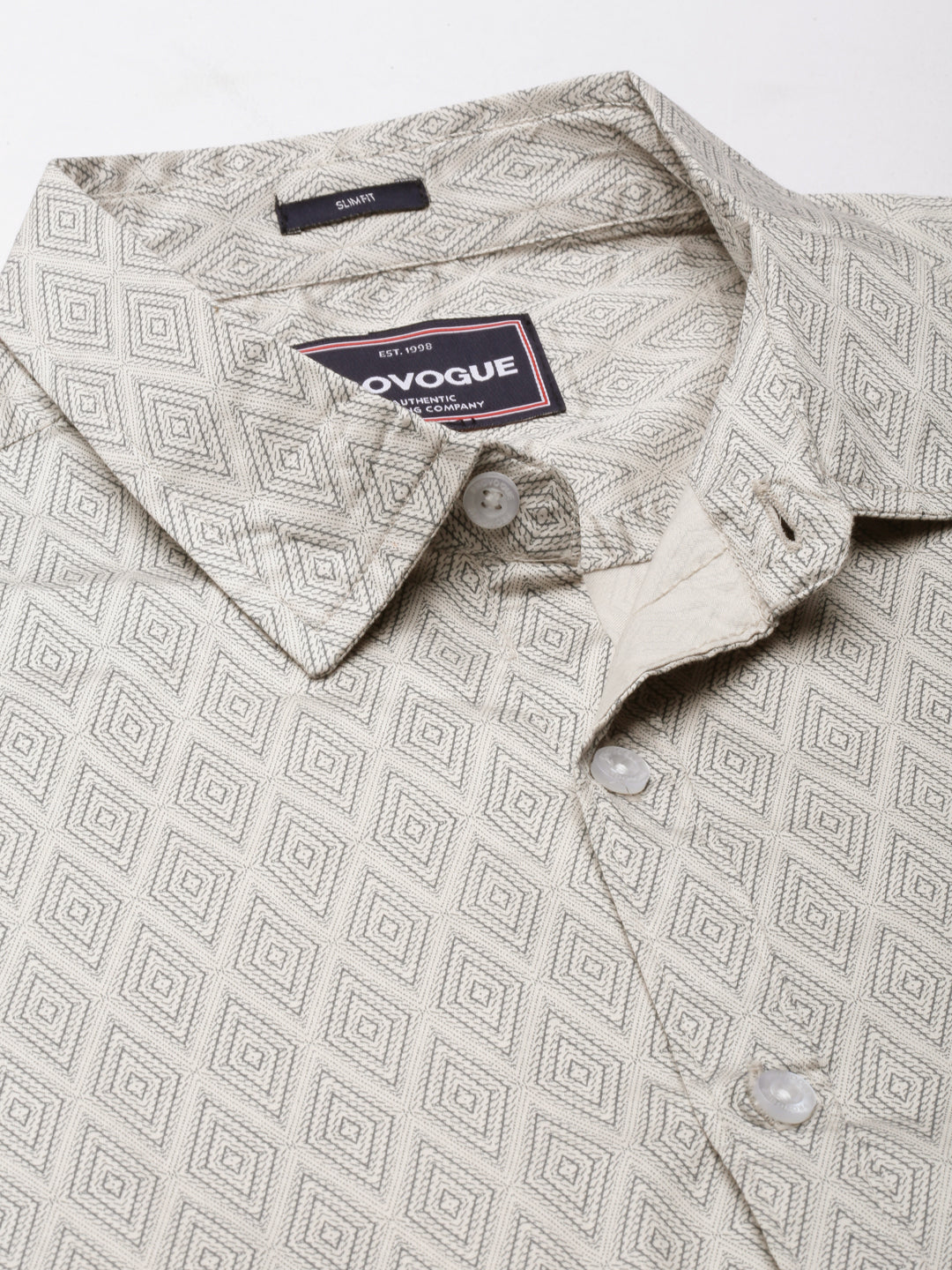 Men Off White Printed Pure Cotton Full Sleeve Casual Shirt