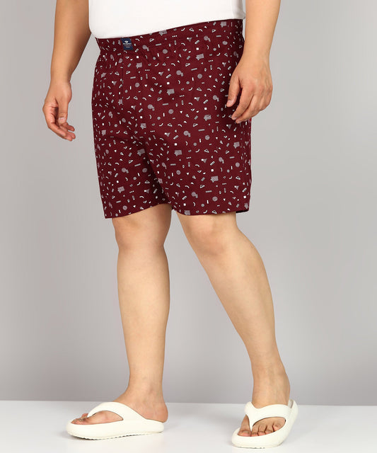 Men Plus Size Maroon Printed Boxer