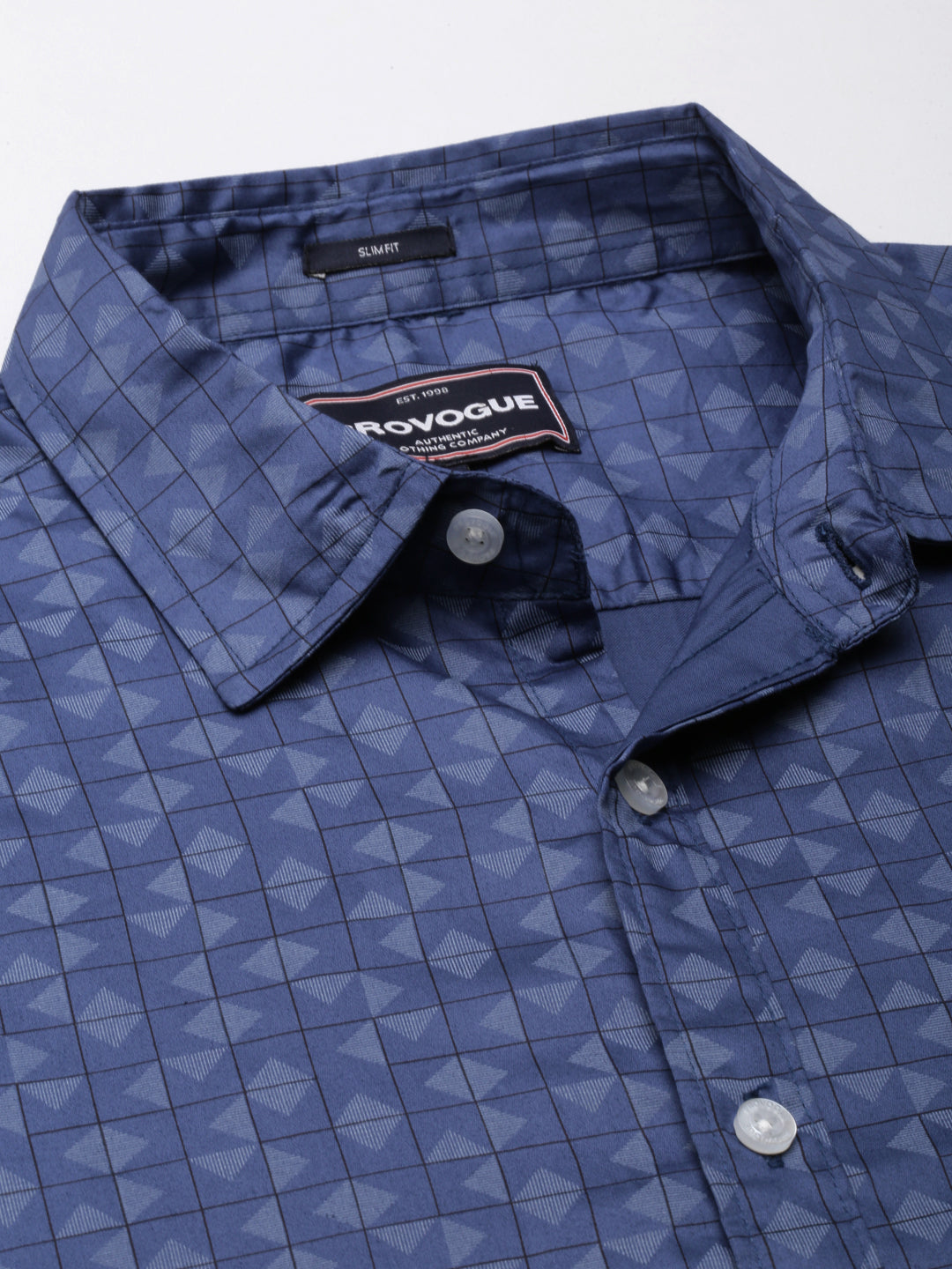 Men Blue Printed Pure Cotton Full Sleeve Casual Shirt