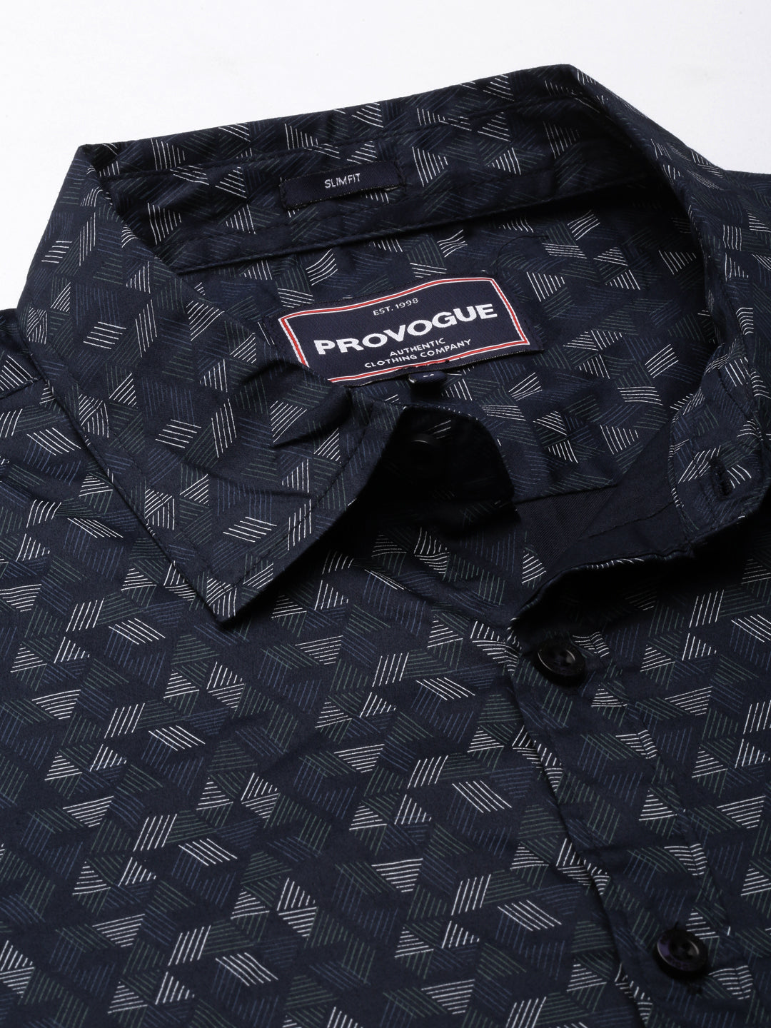 Men Navy Blue Printed Pure Cotton Full Sleeve Casual Shirt