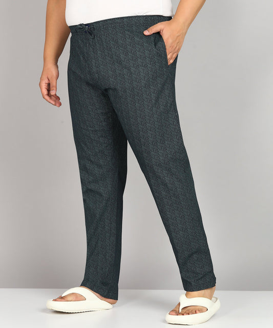 Men Plus Size Black Printed Pyjama