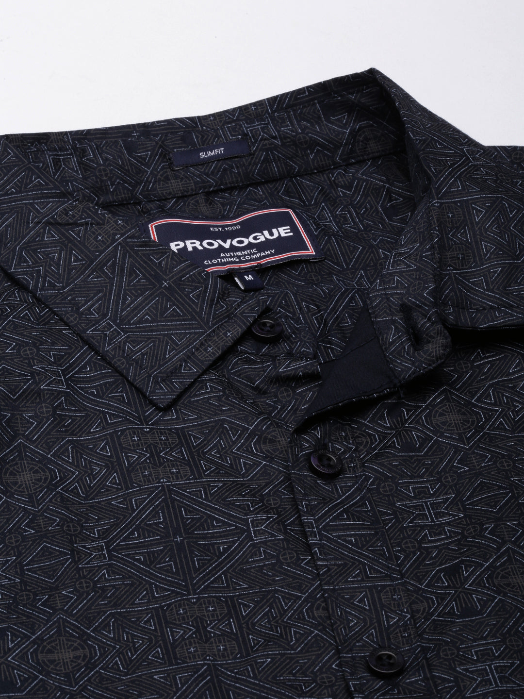 Men Navy Blue Printed Pure Cotton Full Sleeve Casual Shirt