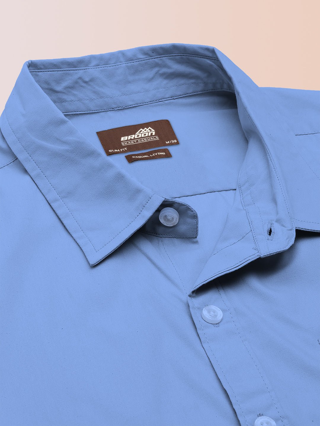 BROON Men Sky Blue Printed Full Sleeve Casual Shirt